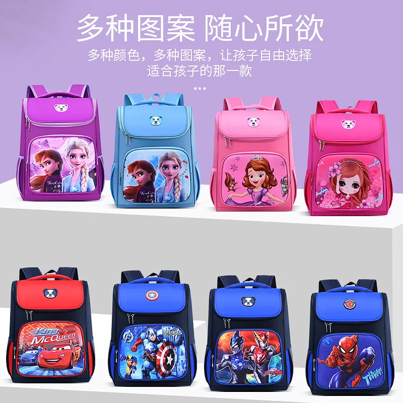 Disney-Mochilas escolares de Frozen para niñas y niños, mochila ortopédica de hombro para estudiantes de primaria, Elsa, Anna, Spider Man, regalos