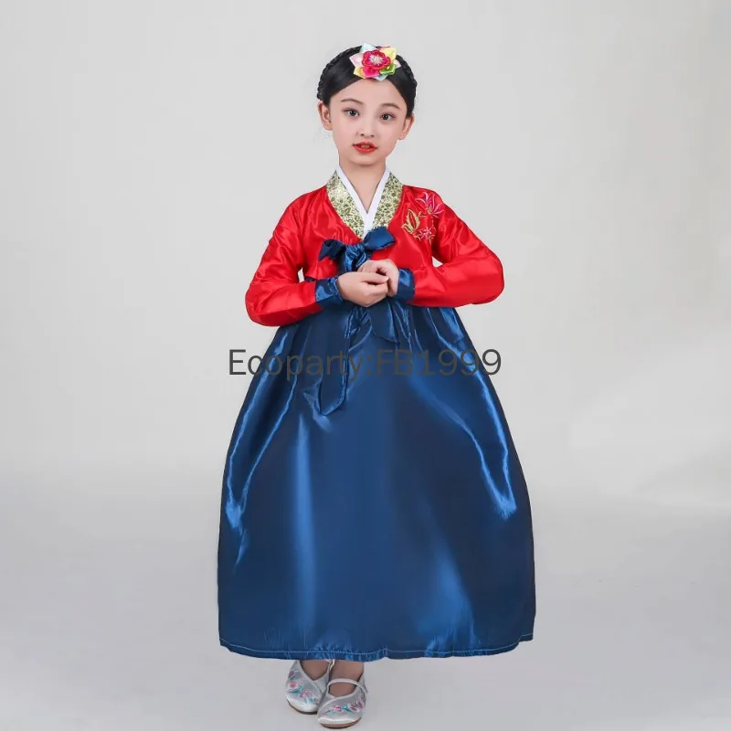 4 Colors Girls Hanbok Dress Korean Traditional Ancient Costumes Kids New Year Party Asian Palace Cosplay Performance Costumes view 4