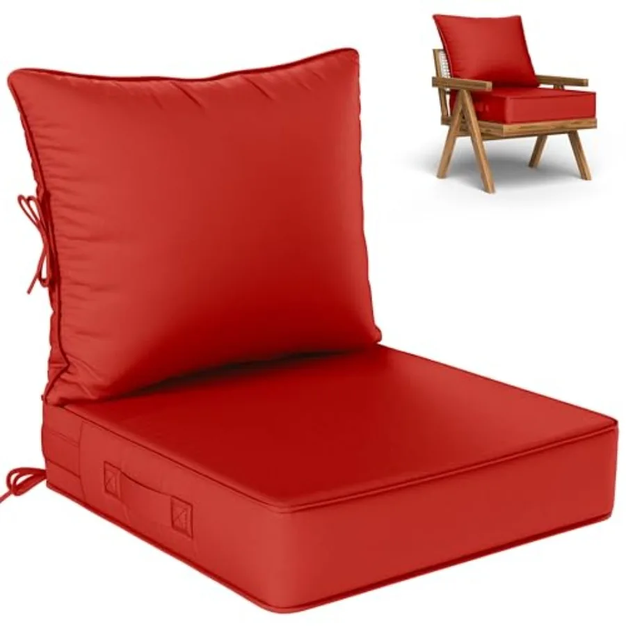 

Комплект уличных подушек для сидений (Ш × В × 5 дюймов), водонепроницаемые и устойчивые к выцветанию подушки для садовой мебели со съемным чехлом и ручкой для переноски