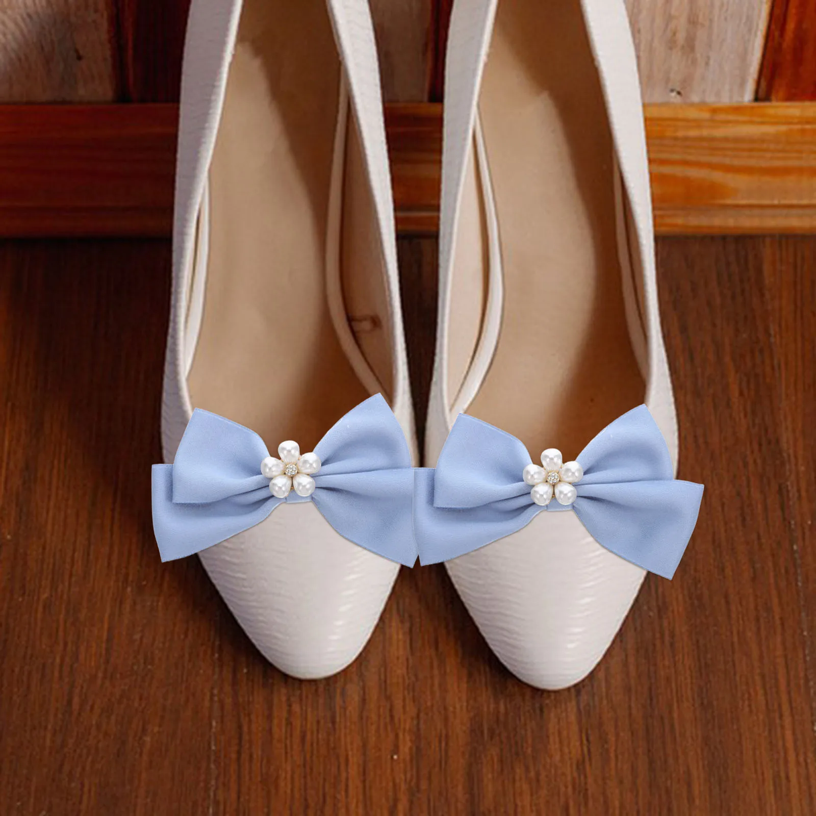 

1Pair ABS Pearls Bowknot Shoe Clips Detachable Bridal Wedding Shoe Charms Buckle Party Decorations Bowknot Shoes Decoration