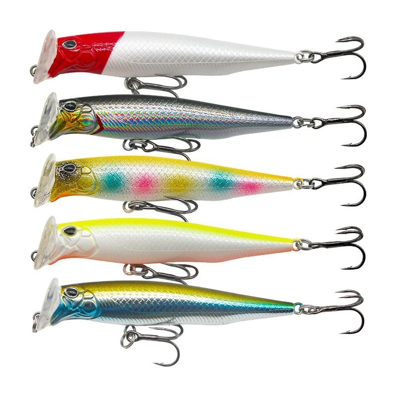 

3pcs 15g-19.5g Long Shot Popper Fishing Lure Topwater Artificial Hard Baits Saltwater Fishing Wobbler with Treble Hooks Pike