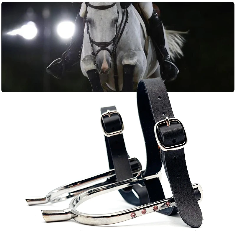 

Кристальные шпоры для верховой езды с регулируемыми ремнями из искусственной кожи, противоскользящее снаряжение для конного спорта