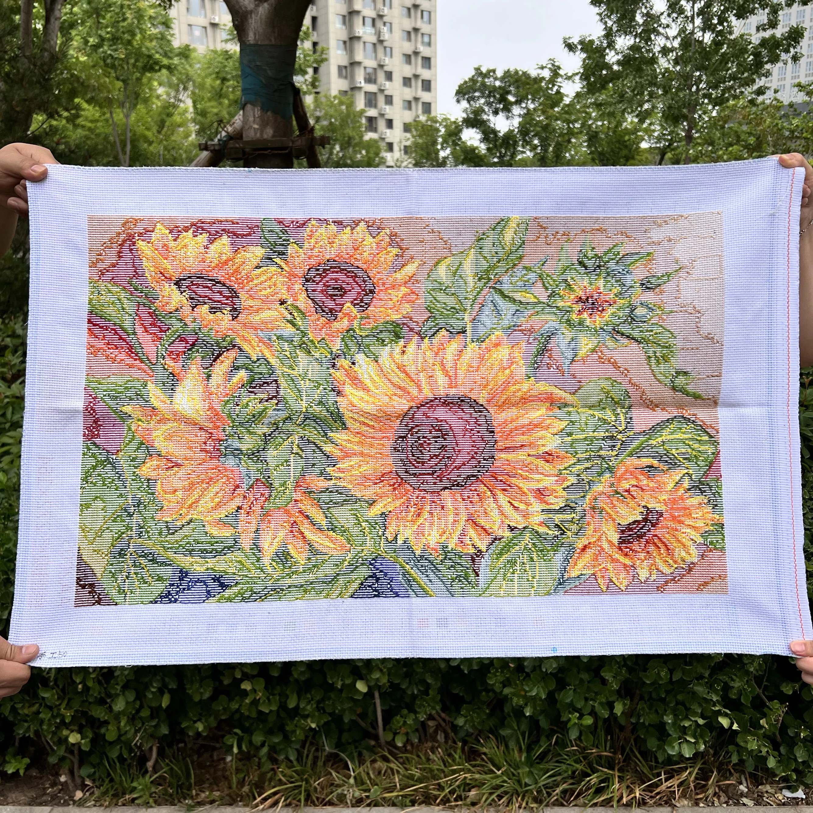 

Handmade Cross Stitch Finied Product Small Decorative Hanging Painting Suower Pattern Modern Simple Sle Cotton Fabric