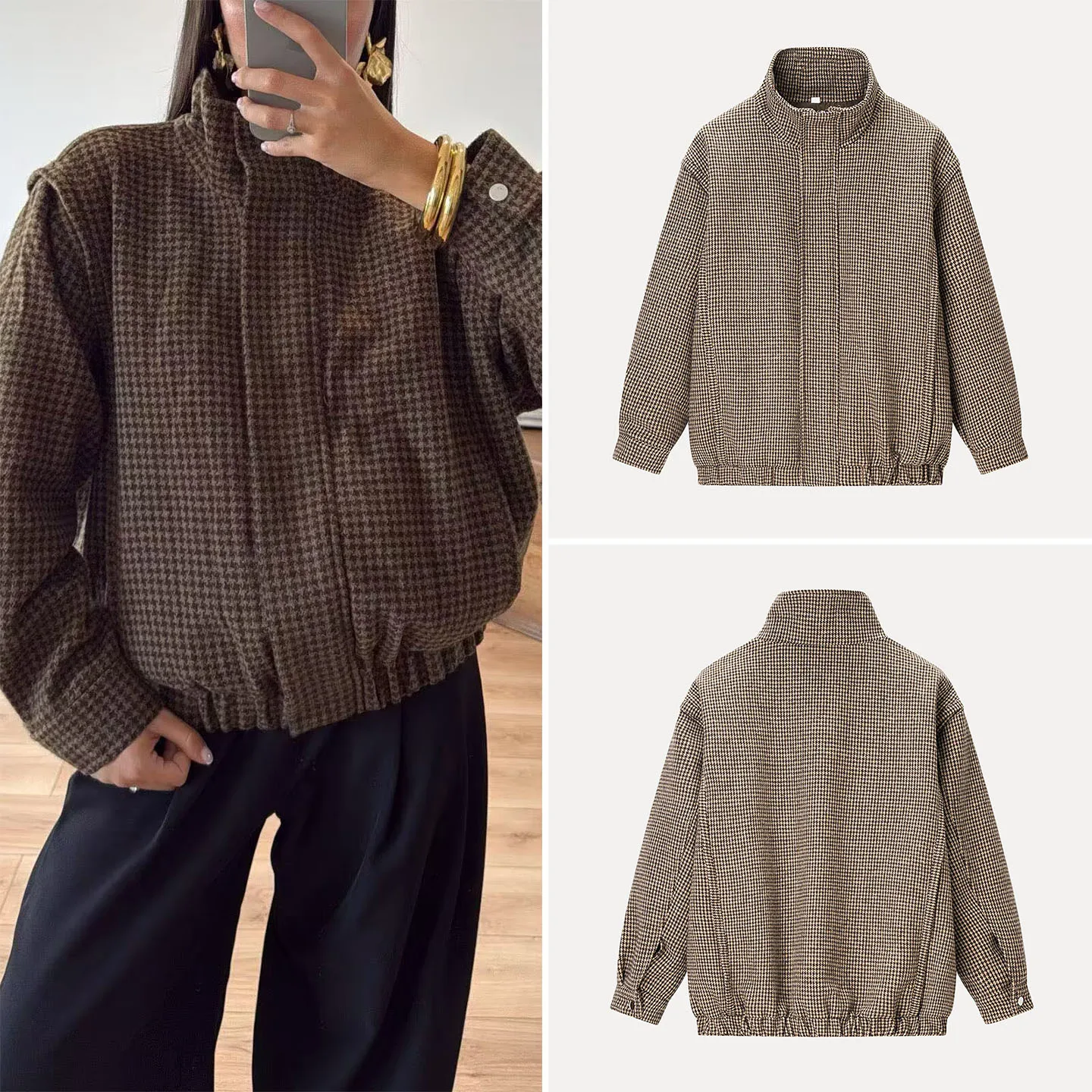 

Новая женская зимняя куртка-пилот 2025 года: универсальная, простая, в клетку, для повседневной носки, верхняя одежда