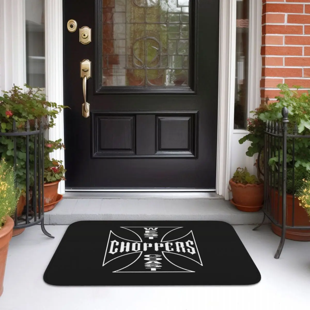 Personalized West Coast Iron Cross Choppers Doormat Kitchen Entrance Home Floor Mat Non-slip Carpet Rug for Balcony Footpad Mats