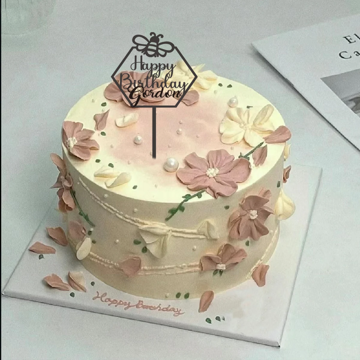 1PC Affordable Happy birthday wishes with star patterns Customized Name Cake Sign Cake Ornaments Unique Birthday Party Décor