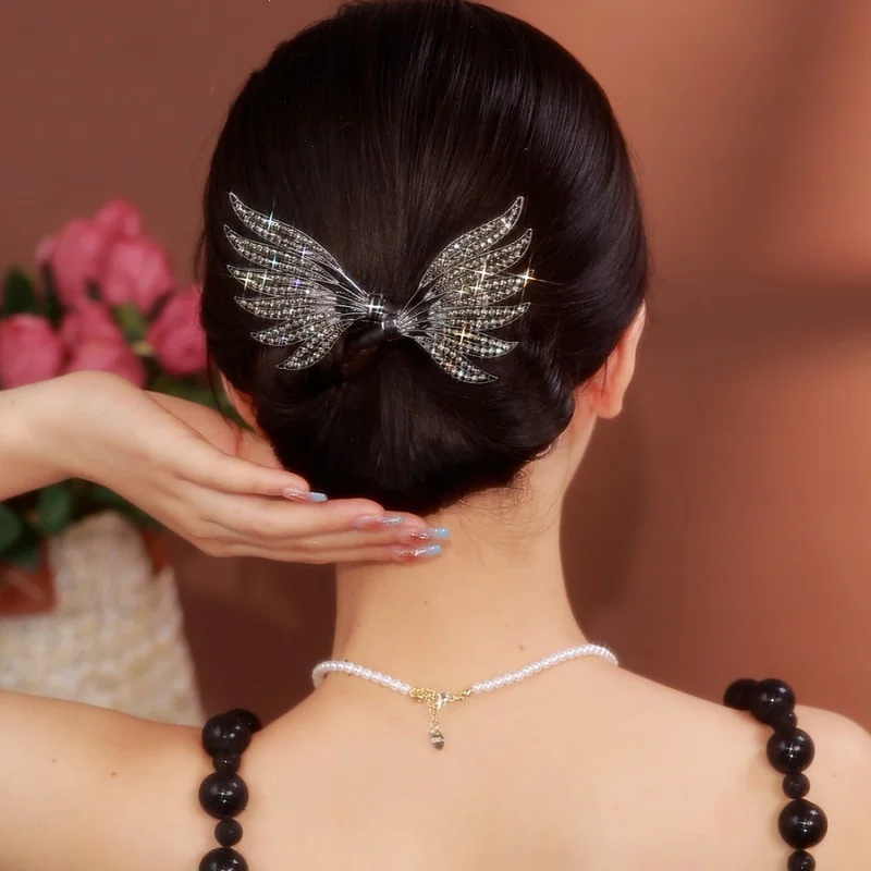 Black Angel Wings Full Hair Accessories, Zinc Alloy Full Sea Plate, Exquisite Headwear, Suitable for Holiday Use Hair Clips