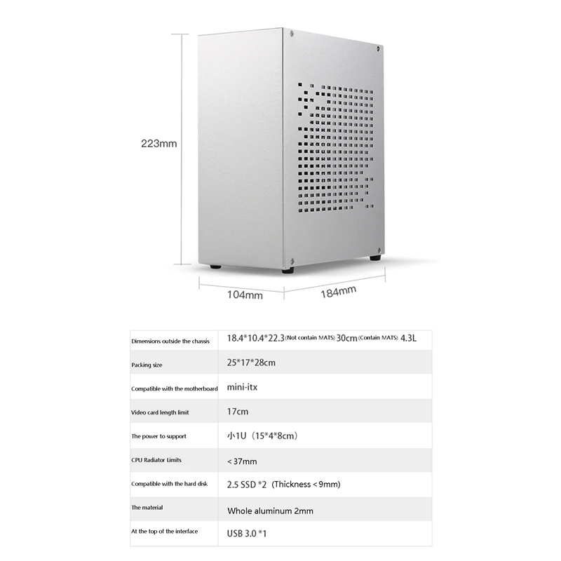 A07 Mini ITX Computer Case Chassis HTPC Host Case USB3.0 ITX Enclosure With Graphics Card Extension Cable