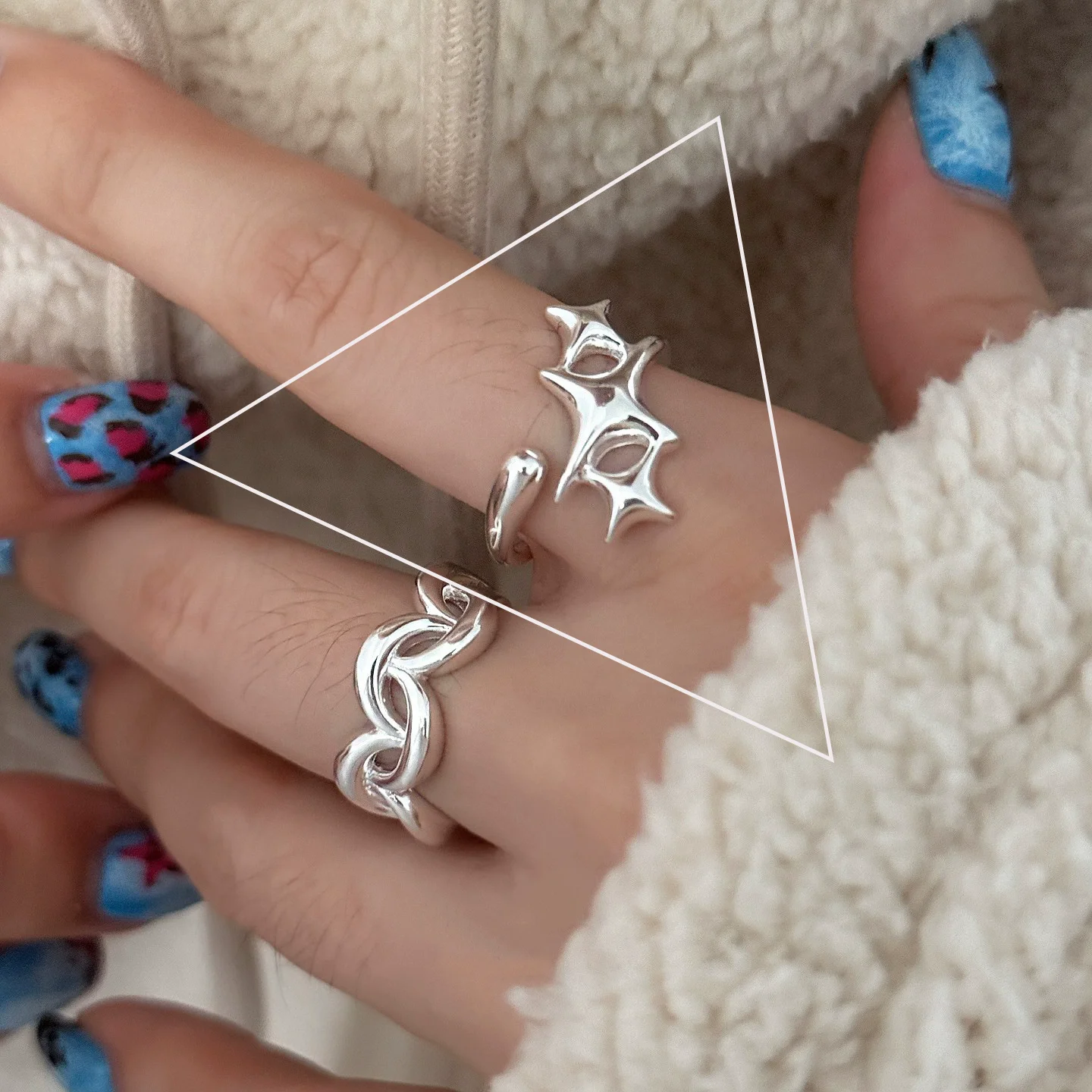 Women's 925 Sterling Silver Four-Pointed Star Zircon Ring