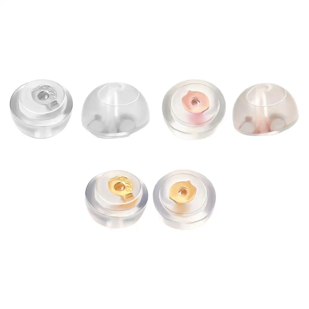 

6 Pcs Heart Shaped Ear Plugs Clear Backs Silicone Stoppers for Earrings Durable Jewelry Accessories DIY Handmade Crafts Sewing
