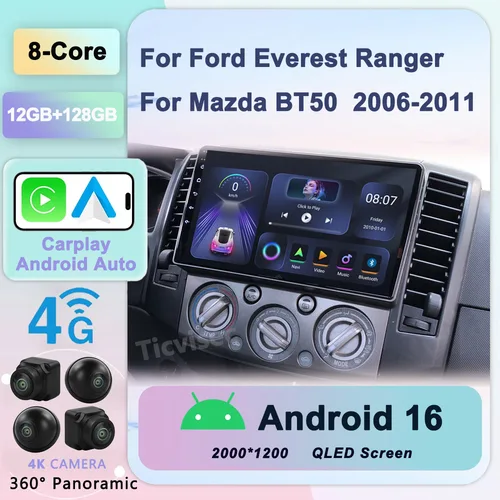 Estéreo de coche para Ford Everest Ranger para Mazda BT50 BT-50 2006-2011 2 Din Android Radio pantalla reproductor Multimedia Autoradio cabeza