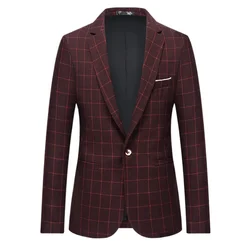 Blazers for Men's Fashion Business Plaid Gentleman Trend British Style Casual Slimming Wedding Work Korean Version Blazer Men