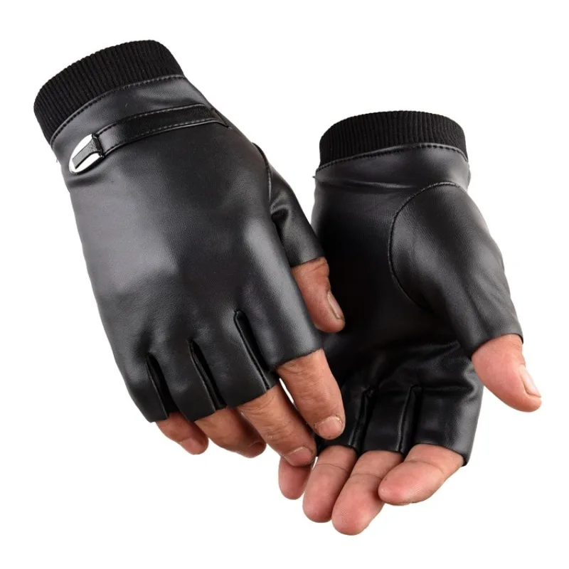 Autumn and Winter Warm Half Finger Gloves with Non Inverted Fleece Brushed Fleece Non slip Sports Office General Purpose Gloves
