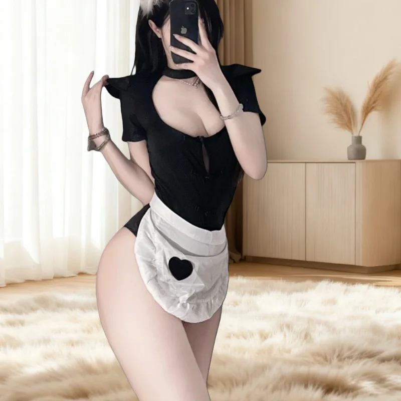 Комплект костюма горничной с кружевной отделкой, нижнее белье для косплея, костюм горничной, нижнее белье горничной, топ горничной, костюм горничной для косплея