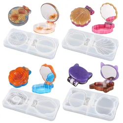 Molde epoxi de cristal para mujer, caja de maquillaje, resina epoxi, molde de silicona, espejo, accesorios de joyería