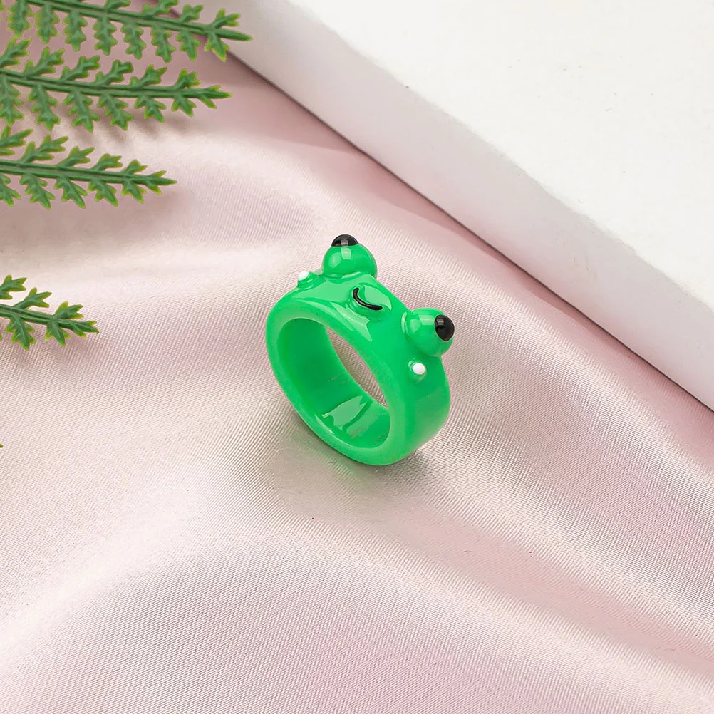 

4 Pcs Frog Ring The for Kids Rings Girls Teen Aesthetic Kawaii Jewelry Resin Child