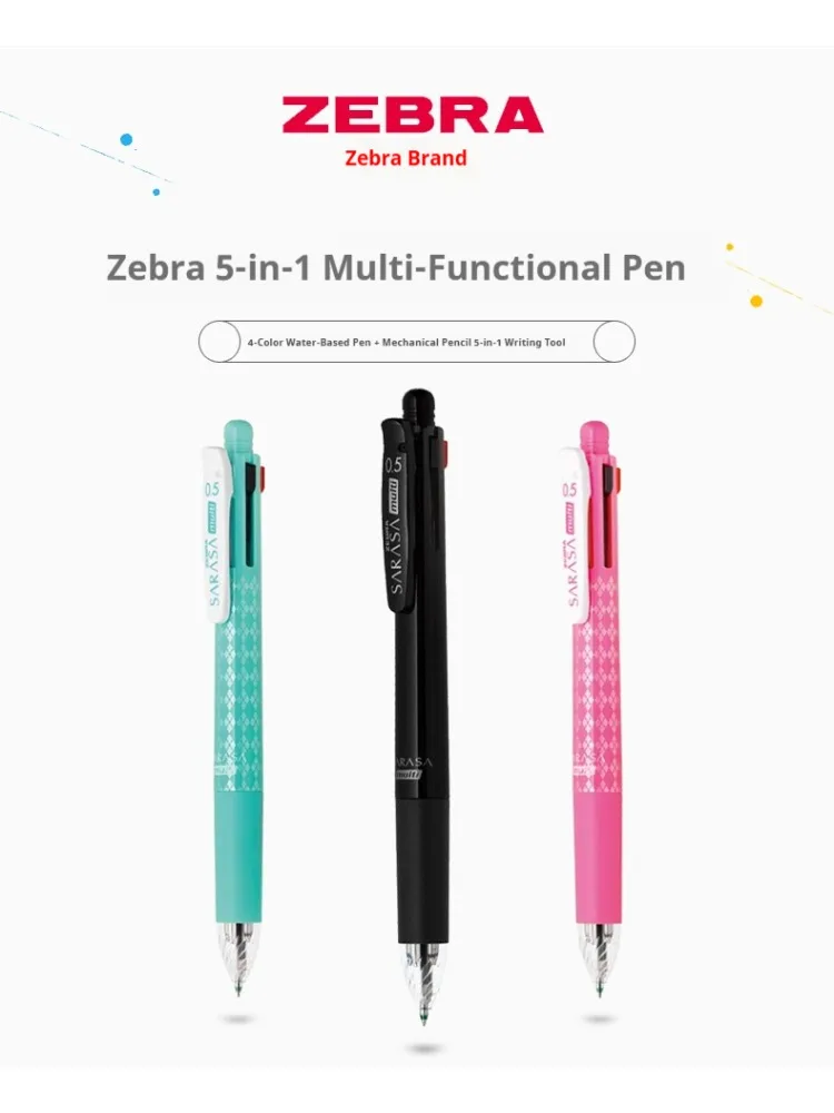 ZEBRA J4SA11 4-kolorowy długopis wielofunkcyjny (czarny/czerwony/niebieski/zielony) + ołówek automatyczny 0.5 mm, długopis wielofunkcyjny do szkoły, notowania, planowania — zdjęcie produktu 7