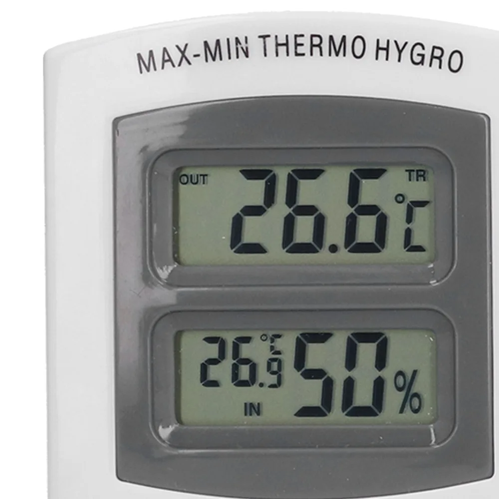 Plastic Temperature Humidity Monitor Color: White Wall Mountable LCD Thermometer Sensor Probe LED Display Digital Hygrometer