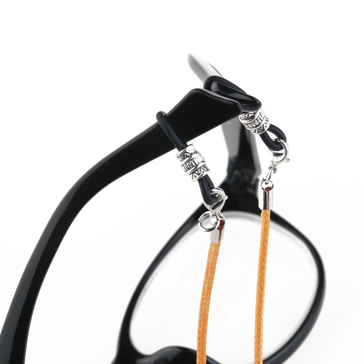 

Eyeglass Chain Neck Strap Holder Black Wax Cord Adjustable Silicone Ends Metal Coil Eyeglass Holder Sunglasses Cord Eyeglasses