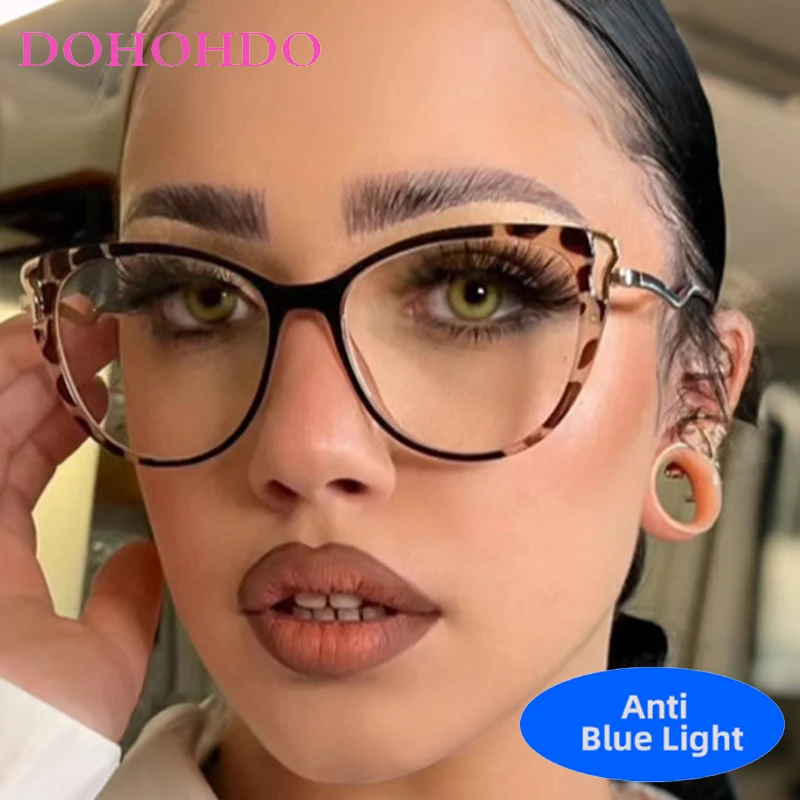 

Luxury Brand Designer TR90 Cat Eye Metal Blue Light Fashion Trendy Optical Glasses Men Women Computer Glasses Unisex Lentes Очки