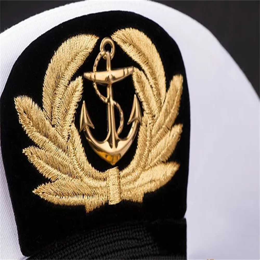 Navigator Seaman Cap Embroidered Hat Captain Mariner Men Adjustable Sailor Cap  Waterproof Navy Hat for Men Vintage Military Hat