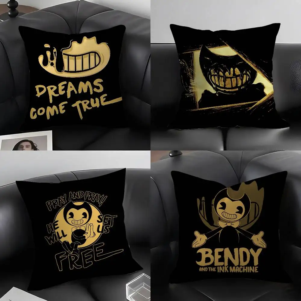 

Coims B-Bendy M-Machine B-BATIMS Pillow Case Soft Plush Fabric Double Sided Print Decorative Home Living Room Gift Cushion