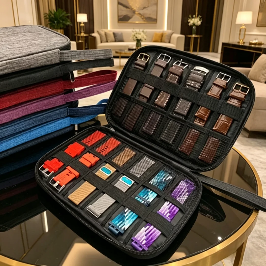 Blue Bag Multifunction Travel Carrying for Watch Strap Storage Bag Pouch Portable Case Box for Data Cable 300D Waterproof Fabric