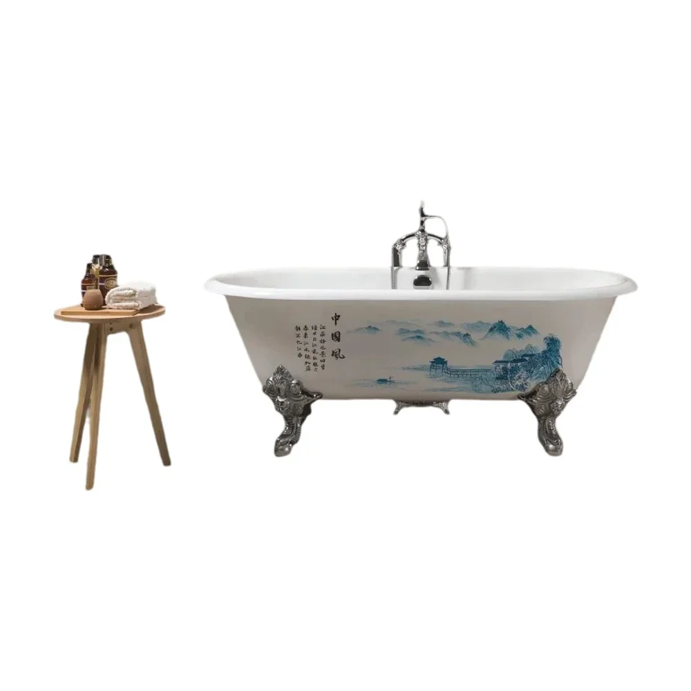 

72" Freestanding Luxury Bathtub Cast Iron Double Ended Enamel Claw Paw Feet Tub Multi-Color Custom Built sw1022