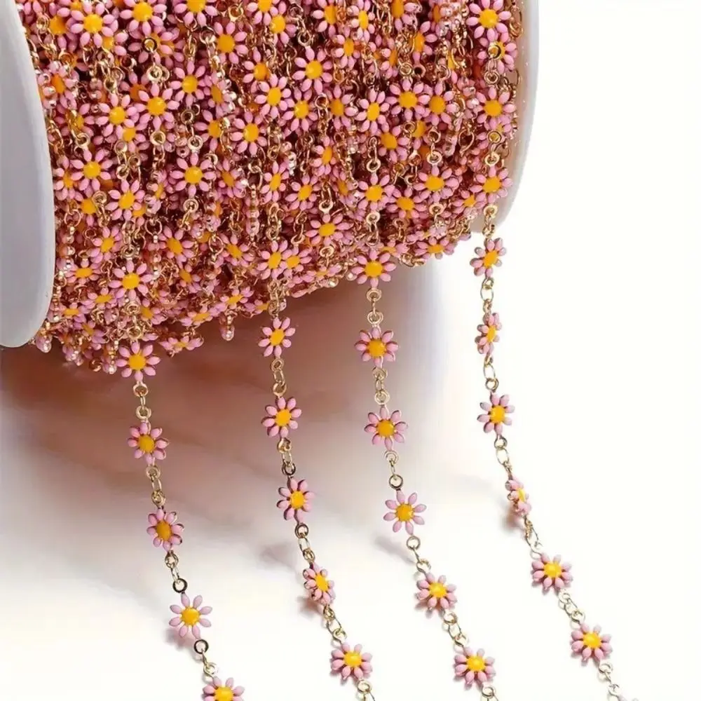 Accessories 1 Meter Daisy Chain Colorful Handmade Enamel Chain Gold Plated Link Chains Jewelry Making view 2