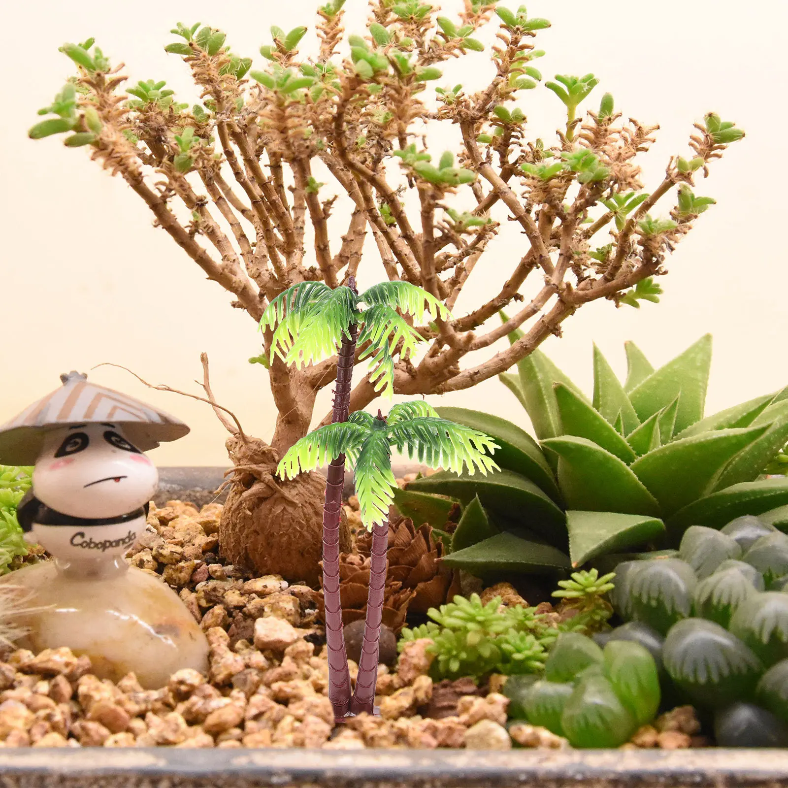 

24Pcs Plastic Coconut Tree Decor Realistic Waterproof Miniature Ornament Micro Landscape DIY Fairy Garden Bonsai Fish