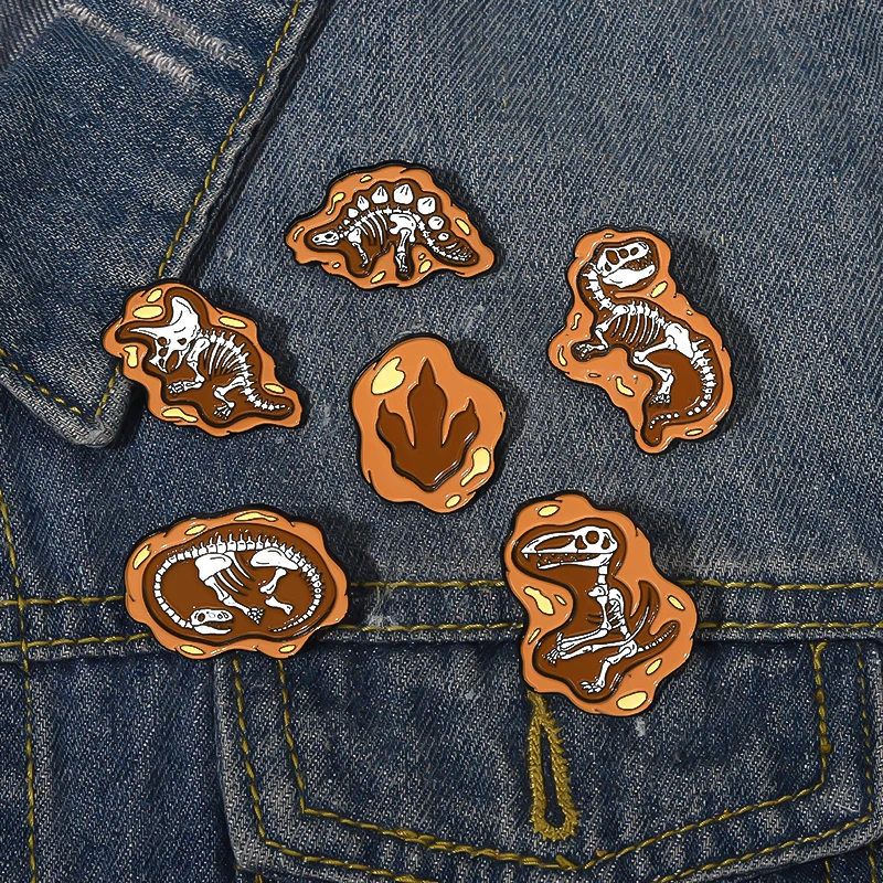 

Dinosaur Fossils Enamel Pins Vintage Retro Animal Dino Brooches Clothes Decorative Jewelry Backpack Lapel Badge Gift for Friends