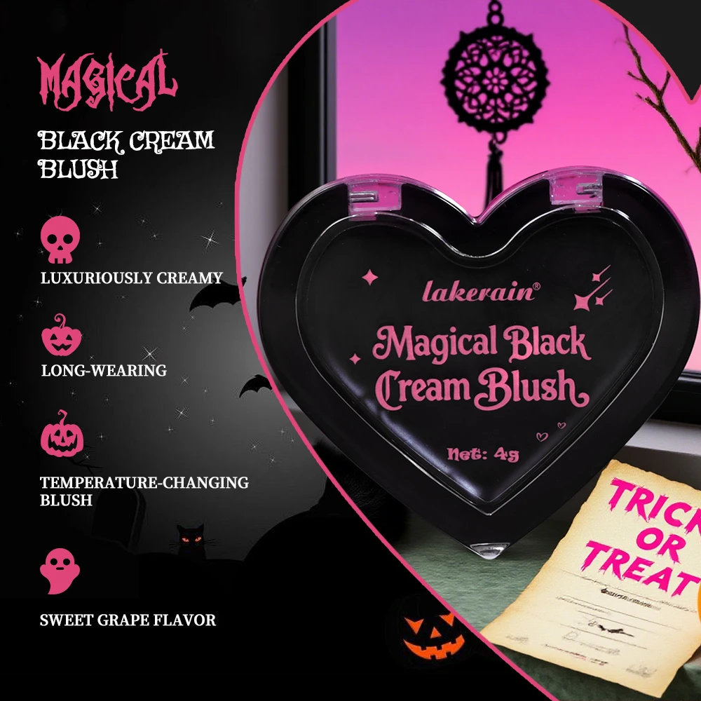 บลัชออนเปลี่ยนสีตามอุณหภูมิ ติดทนนาน ใช้ได้หลากหลายเฉดสีดำ บลัชออนเปลี่ยนสีตามอุณหภูมิ แต่งหน้าสไตล์โกธิค สำหรับฮาโลวีน