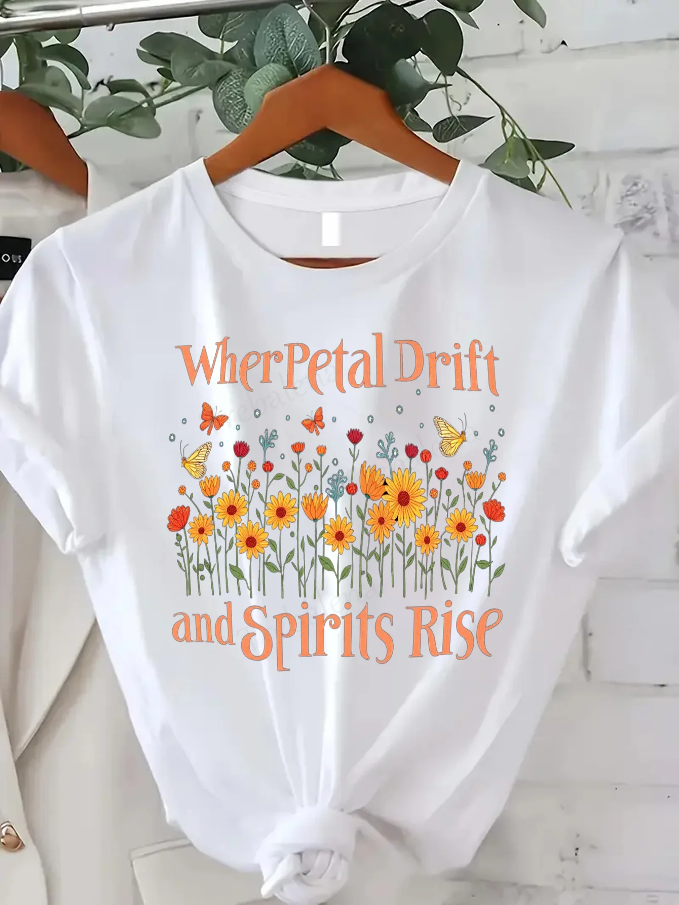

Comfortable Women's Print T-shirt "Floral Field T-Shirt: Where Petal Drift and Spirits Rise"