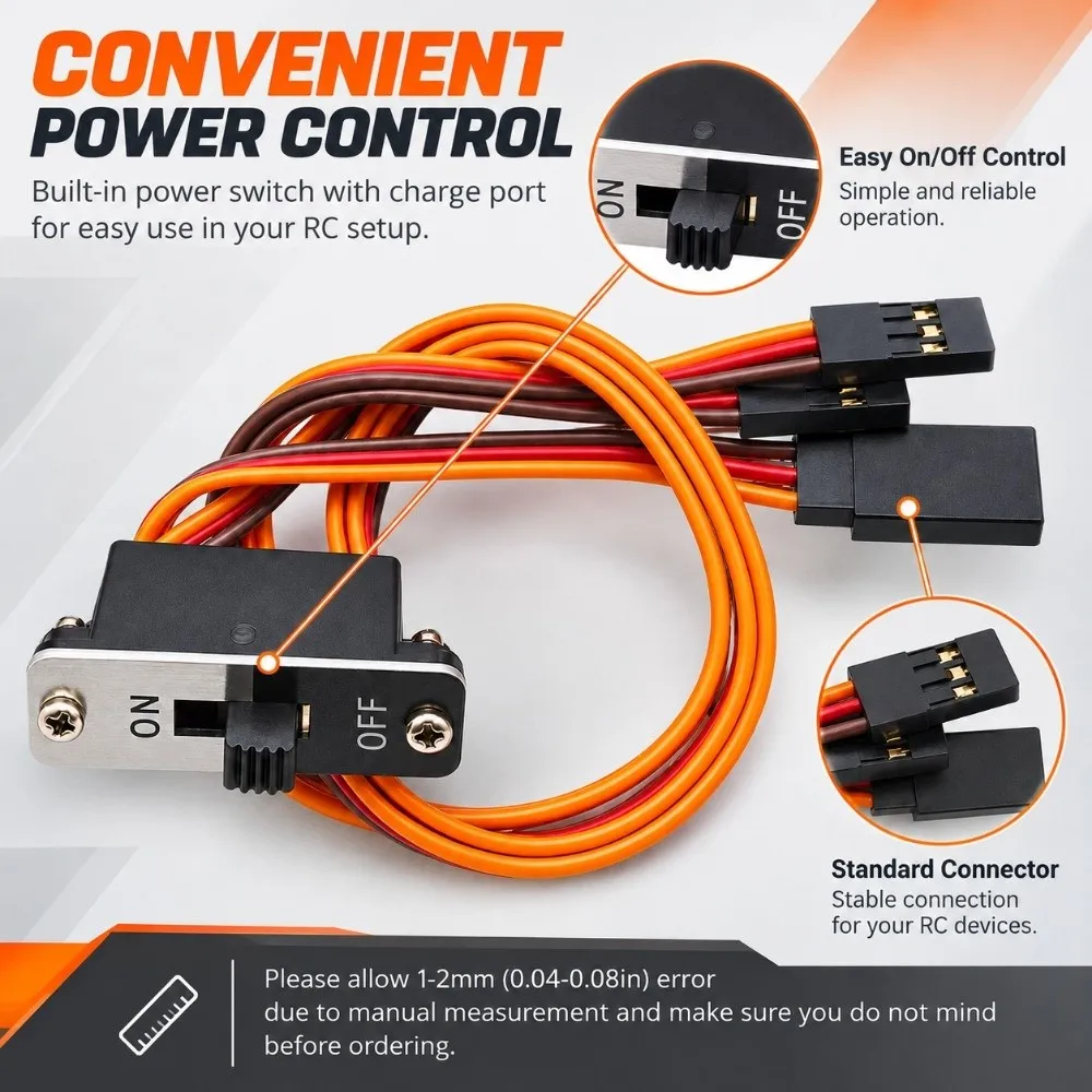 New Brown Red Orange JR Connector 250mm Plastic Heavy Duty RC Aluminum Power Switch Model Airplane Ship Switch For RC Airplane