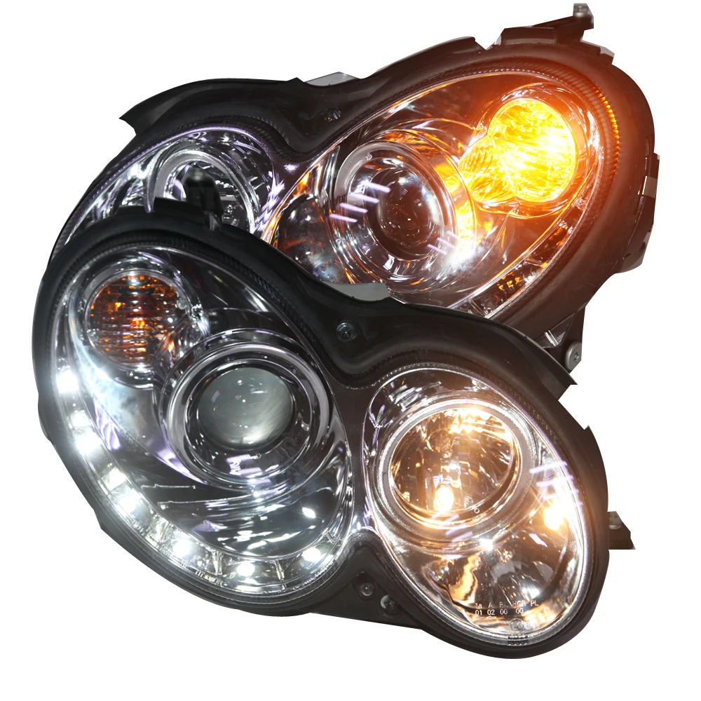 

For Mercedes-Benz CLK W209 LED Head Light Non Angel Eyes 2004-2009 SN Chrome Housing