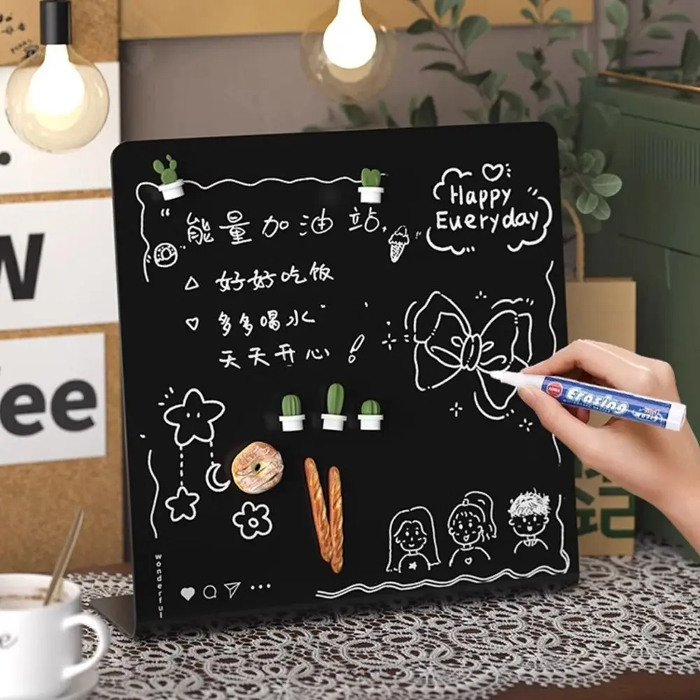 Metal Magnetic Blackboard Vertical Badge Notes Storage Desktop Message Board DIY Design Storage Display Board Message Display