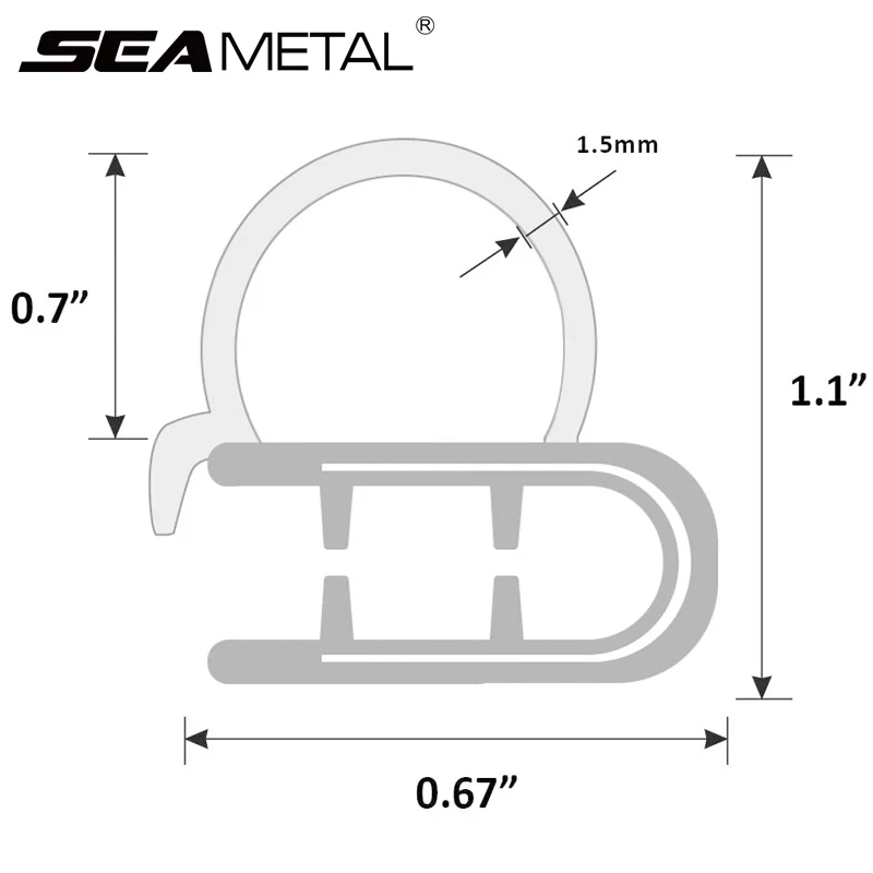 SEAMETAL 5m Car Door Rubber Seal Strip Universal Soundproof Sealing Strips with Side PVC Bulb for Car Door Boat Home Sealants