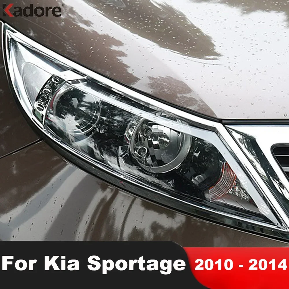 Front Head Light Lamp Cover Trim For Kia Sportage 2010 2011 2012 2013 2014 Chrome Car Headlight Headlamp Frame Trims Accessories