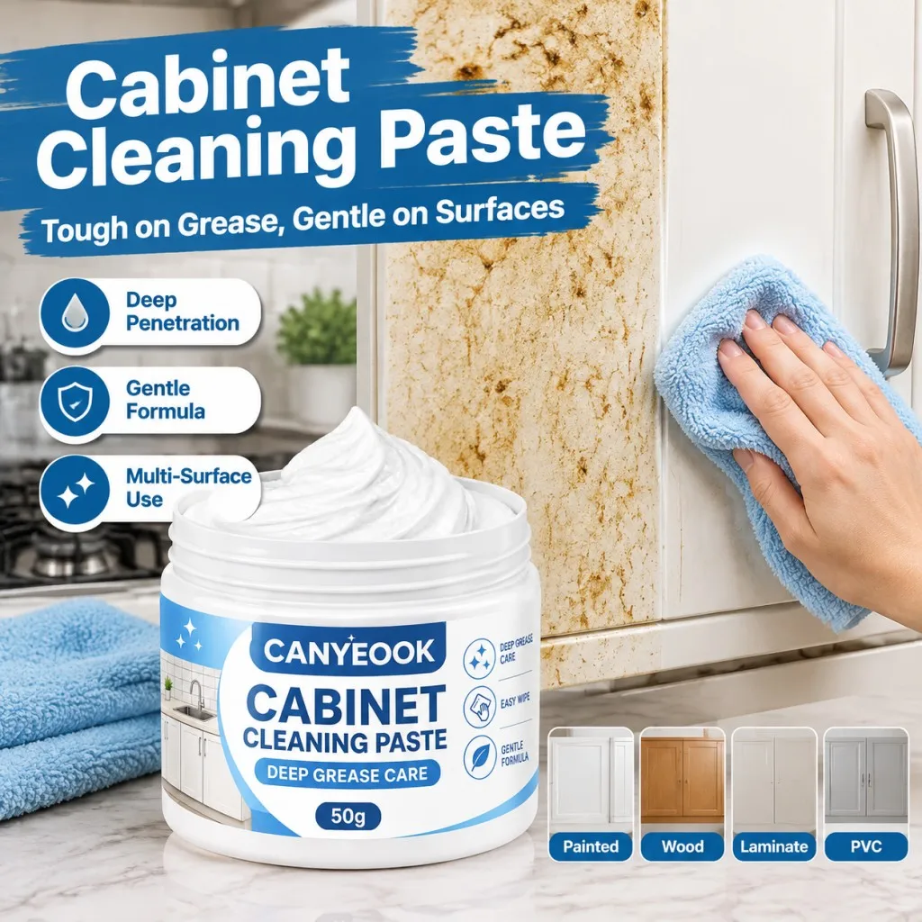 CANYEOOK Cabinet Cleaning Paste 50g Heavy Grease Remover for Kitchen Cabinet Wood Stove