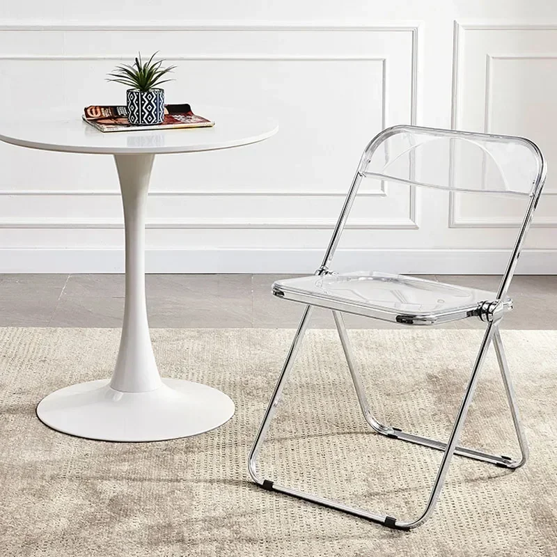 Chaise Pliante en Acrylique Transparent, Cadre en Acier Inoxydable, Design Ergonomique, Tabouret d'Assistance pour délégations et Restaurant Moderne