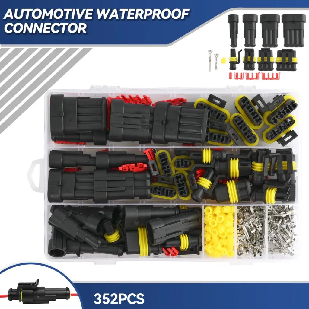 

352pcs HID Waterproof Connectors 1/2/3/4 Pin 26 Sets Car Electrical Wire Connector Plug Truck Harness 300V 12A Dropship Set Kit