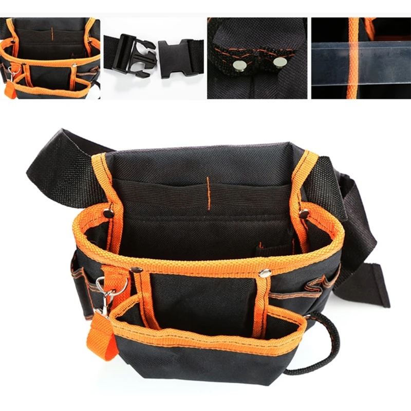 8-pockets Electrician Waist Bag 600D Oxford Cloth Tool Bag Maintenance Special Electricians Belt Bag for Hardware Drosphip