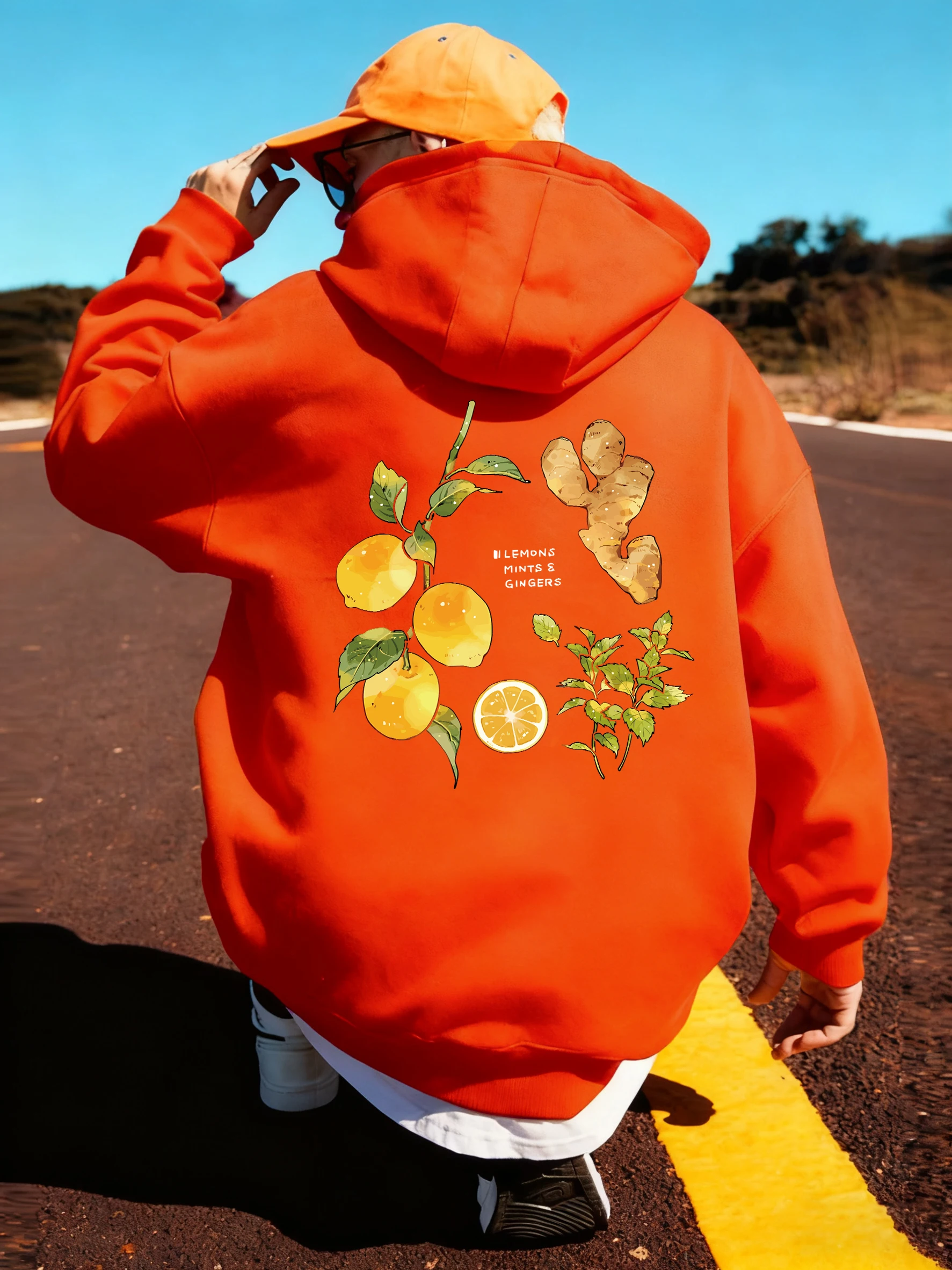 

Мужская толстовка с принтом Lemons Mints Gingers, повседневная универсальная толстовка, винтажные осенние толстовки с карманами, удобная флисовая мужская одежда