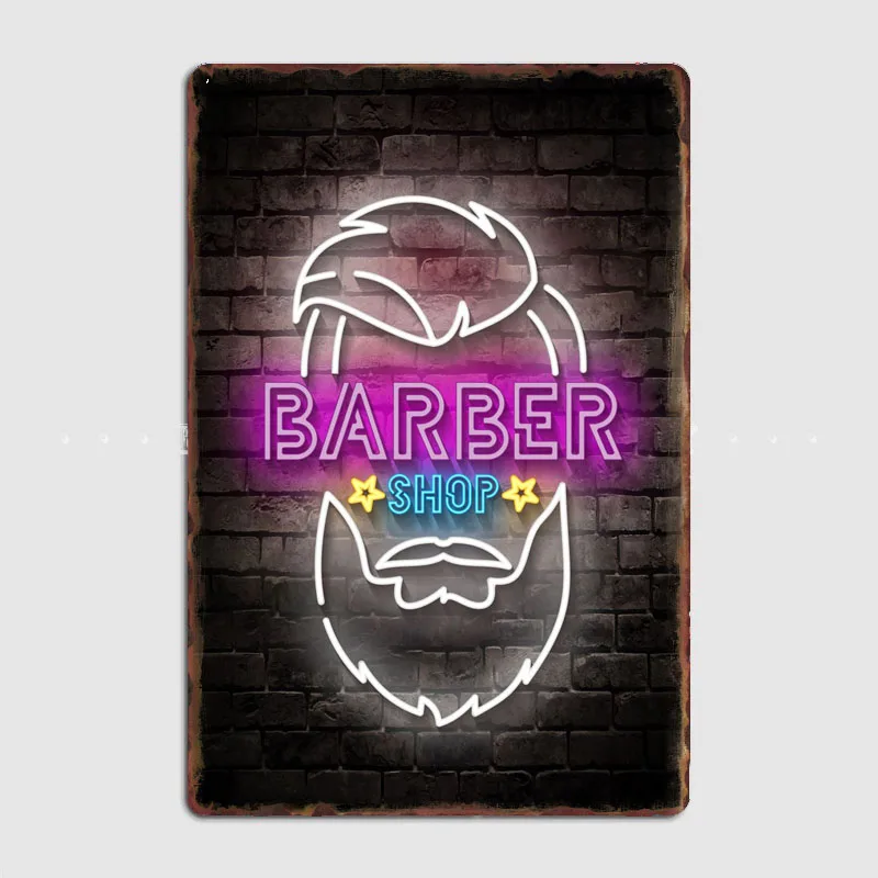 

Barber Shop Neon Metal Sign Poster Garage Living Room Decor Neon Sign Cinema Living Custom Tin Vintage Home Decoration Wall