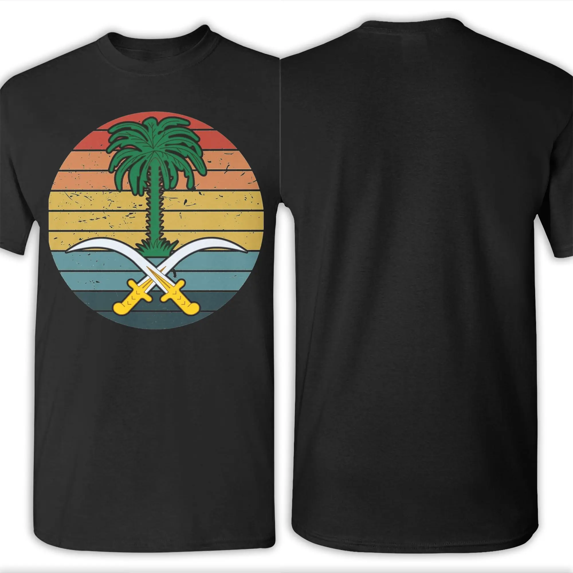 اليوم الوطني السعودي المملكة العربية السعودية العلم خمر الغروب الرجال تي شيرت تي شيرت قصير الأكمام طاقم الرقبة تي شيرت القطن الكبار الملابس