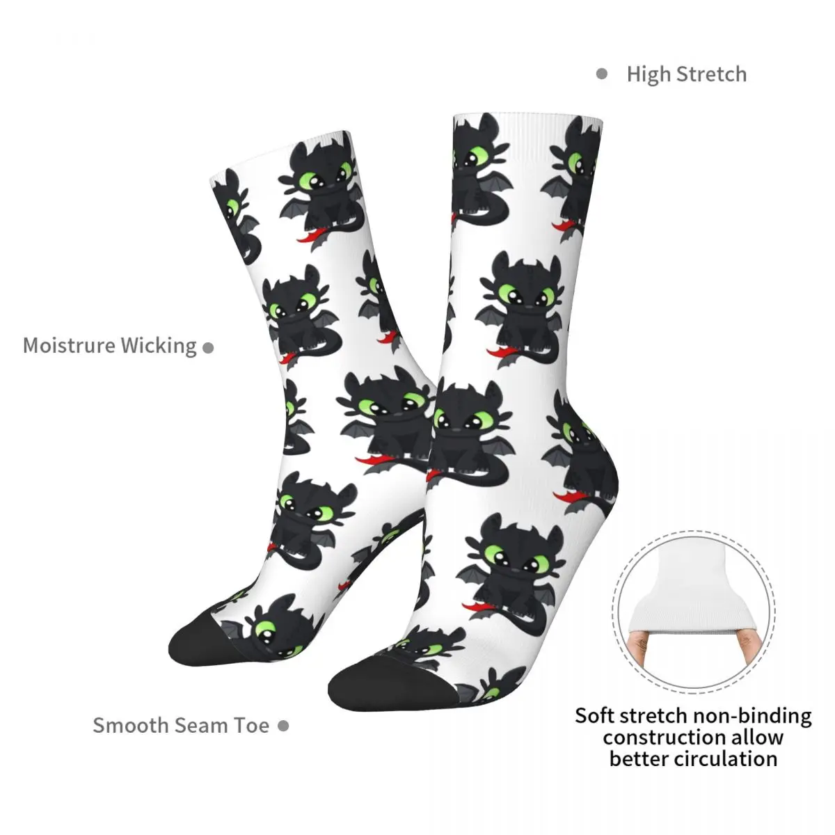 Baby Dragon Kids, zahnlose Socken Harajuku superweiche Strümpfe ganzjährig lange Socken Zubehör für Unisex-Weihnachtsgeschenke