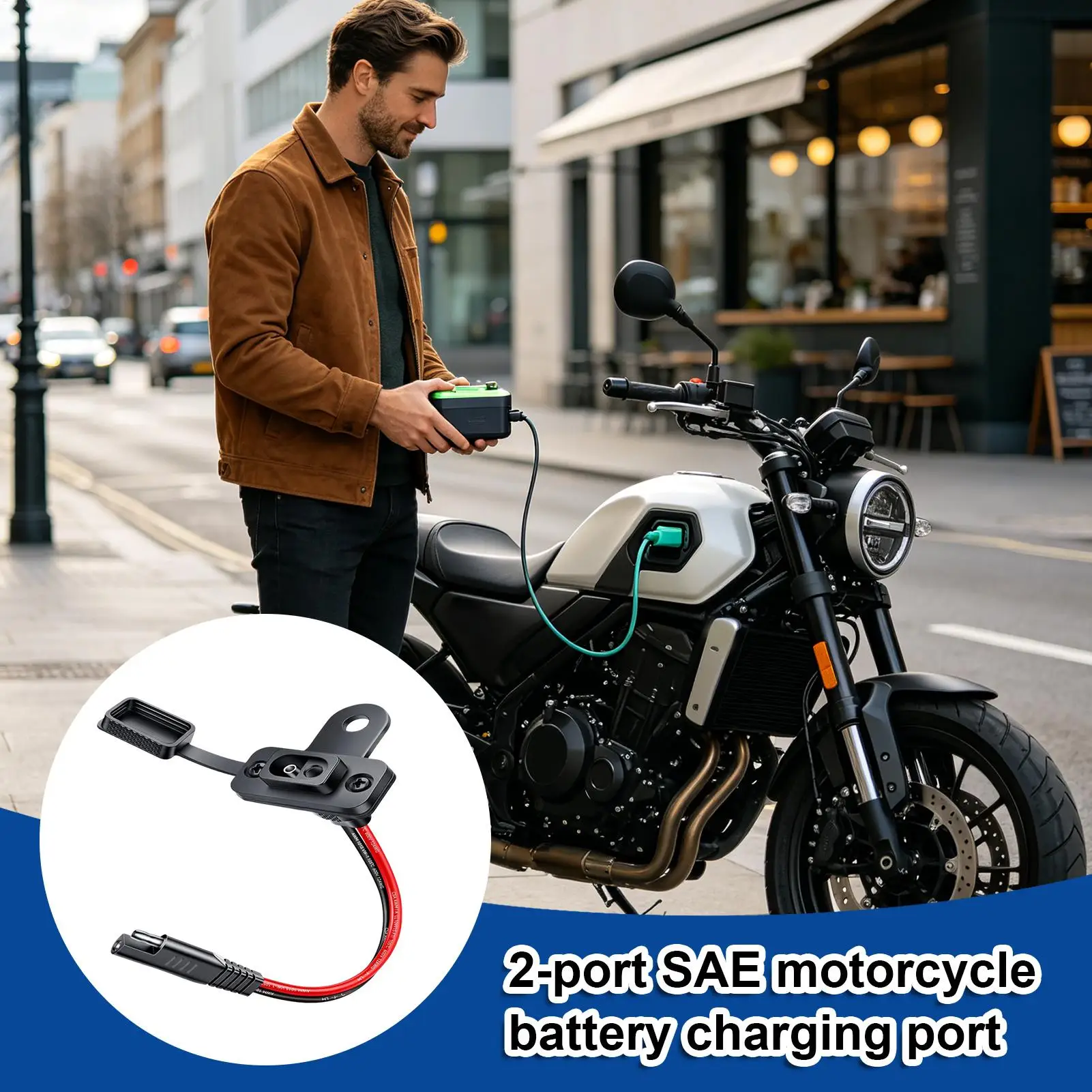 Motorcycle Battery Charger Bracket SAE Extension Cable With Screws Motorcycle Battery Charger Cord For Generator Boat Truck RV