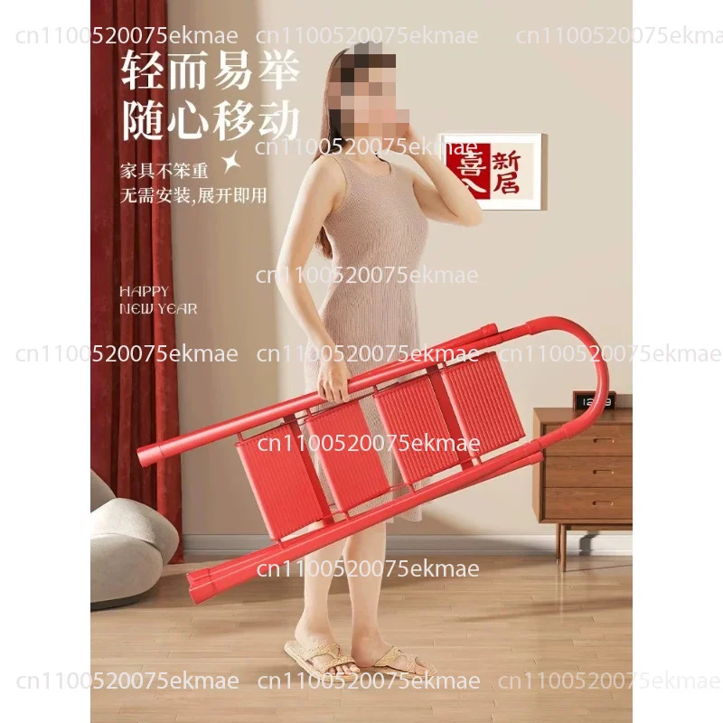 Milk Coffee Color Three-step Folding Ladder, Thickened Portable Drying Rack Dual-purpose Household