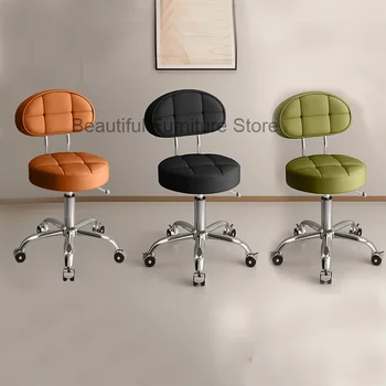 Silla con polea para salón de belleza, silla con respaldo para peluquería, pedicura y manicura