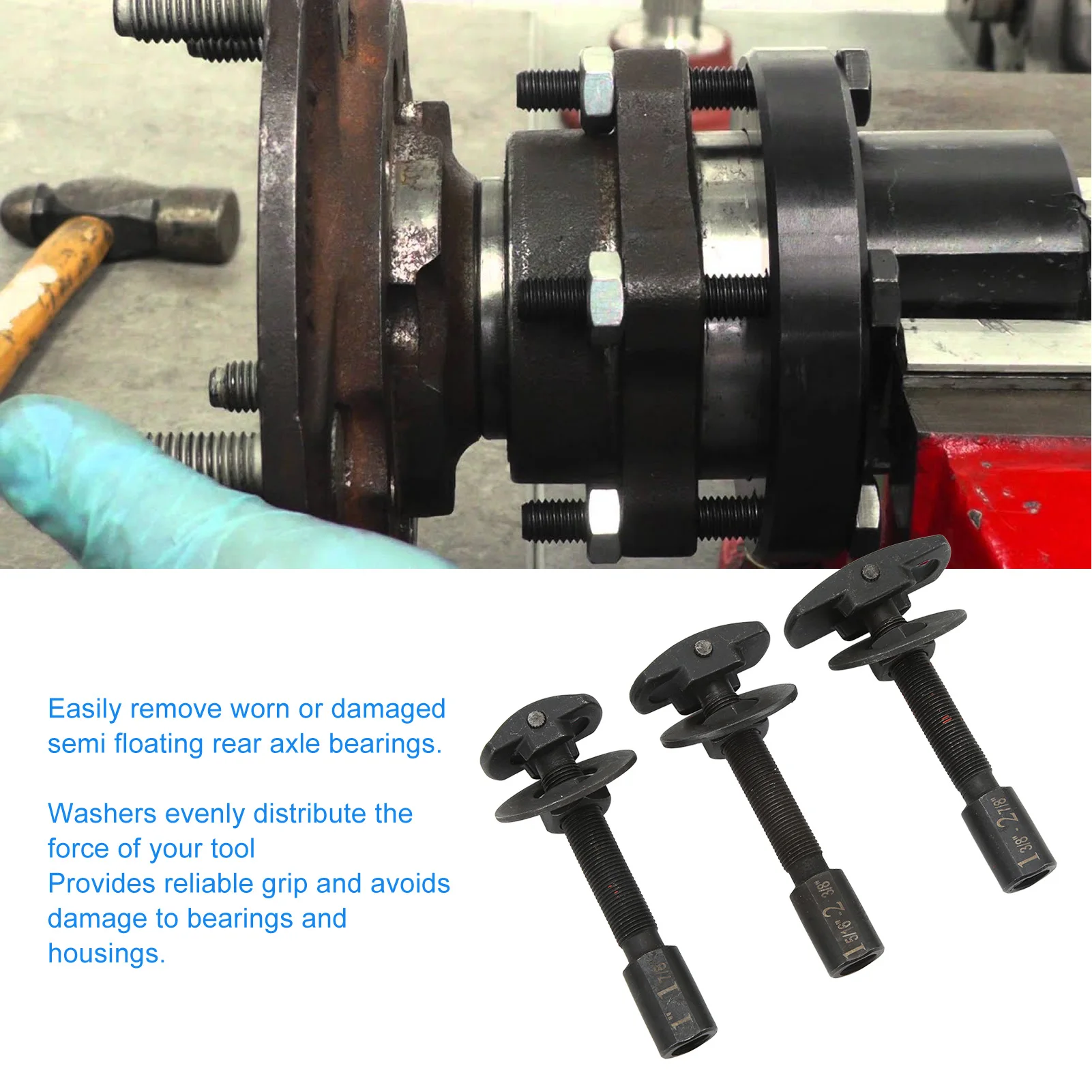 

Rear Axle Bearing Puller Set Rear Axle Bearing Removal Tool Easy Access Buffer Washer for Semi Floating Bearings